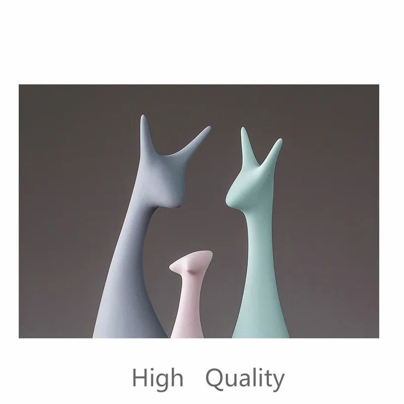 Керамические фигурки кота оленя в европейском стиле милые цветные настольные