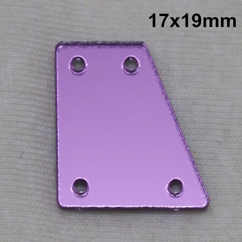 A09-17x19 Фиолетовое акриловое зеркало пришивные стразы DIY Flatback зеркальные акриловые пришивные стразы с отверстиями для шитья - Цвет: A09-17x19