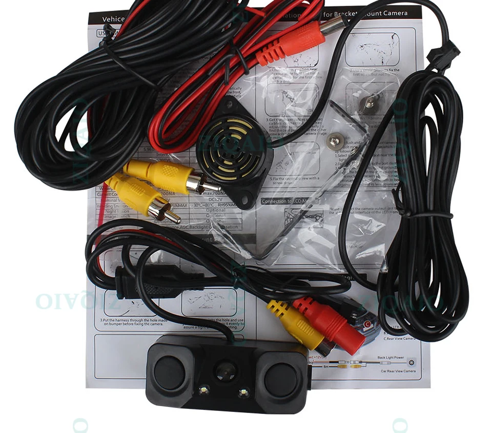 Car Rear View Camera 3 In 1 Dual Sensor Radar Sound Alarm Reversing Standby Camera Universal LED Lights Parking Camera HS042