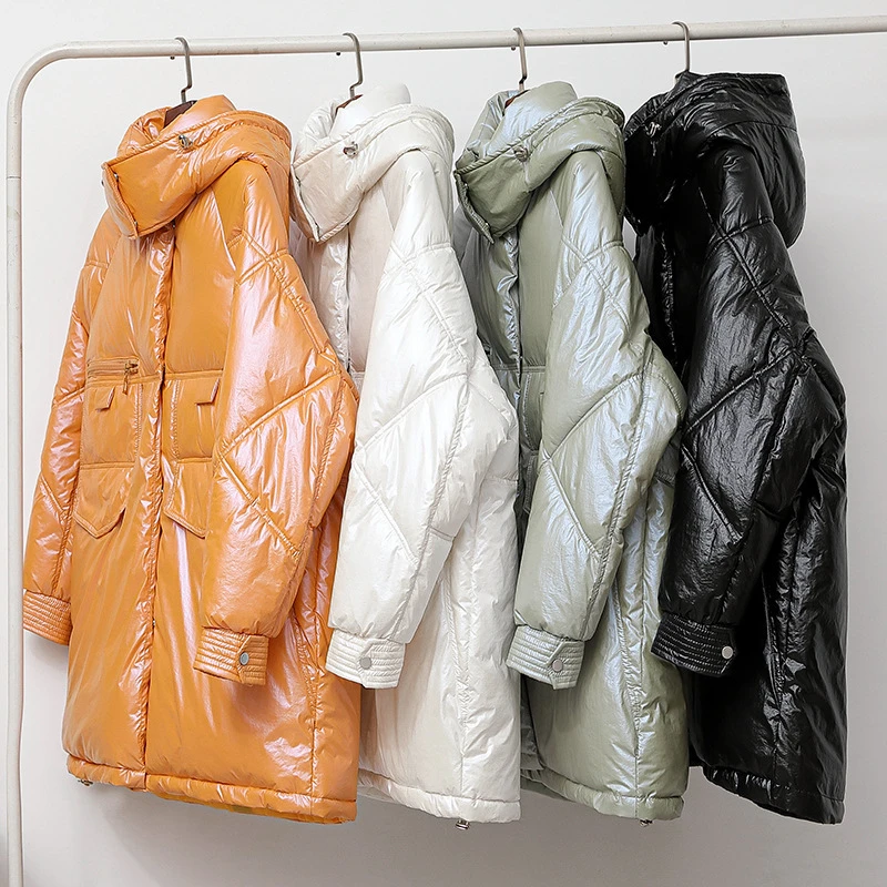 

Unua amo Winter Jacket Women Glossy Waterproof Warm Hooded Parka Coat 2020 Fashion Loose Casual Down Padded Puffer Jacket