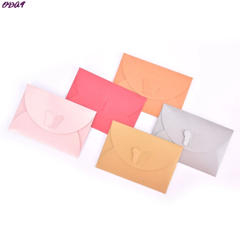 

NEW 10PCS/LOT Colored Butterfly Buckle Kraft Paper Envelopes Simple Love Retro Buckle Decorative Small Paper Envelope