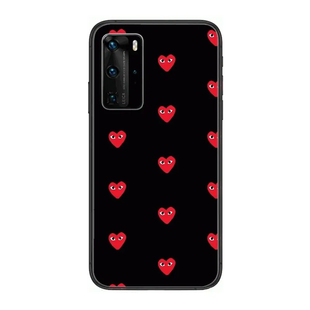 

Fashion Trend C-CDG PLAY Phone Case For Huawei P 40 30 20 10 9 8 Lite E Pro Plus Black Etui Coque Painting Hoesjes comic fashio