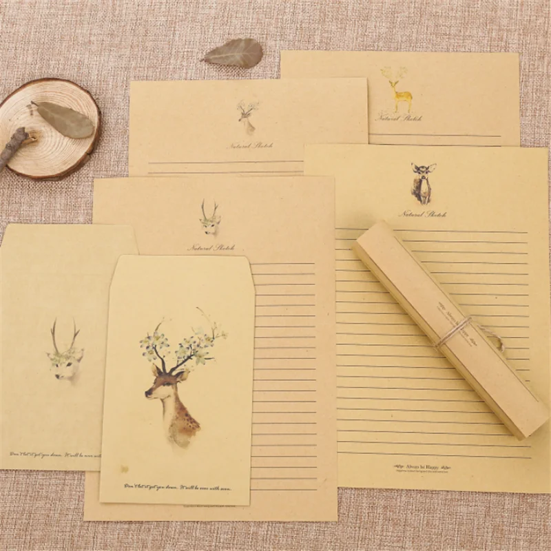 

Рождественское украшение 2022, новый год, 10 шт., пакет-конверт из крафтовой бумаги с оленями, Рождественский мешок для конфет, детский Подарочн...