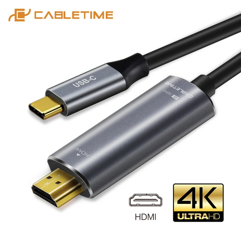 Кабель переходник CABLETIME с USB C на HDMI Type M/M 4K 60 Гц конвертер 1 8 м для MacBook Samsung Galaxy S8 +