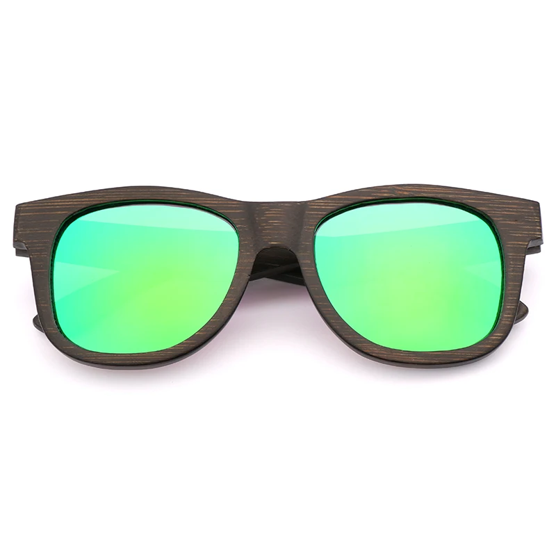YB001-06 Green Винтажные деревянные солнцезащитные очки из бамбука коричневого цвета, деревянные солнцезащитные очки, мужские Поляризованные женские солнцезащитные очки, квадратные солнцезащитные очки oculos de sol feminino - Цвет линз: YB001-06 Green