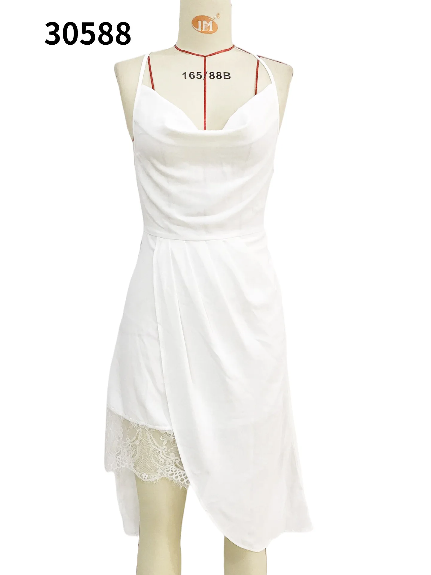 

2021 New Summer Crisscross Romantic White Dress Lace Solid Color Slim Temperament Sleeveless Suspender Dress High waisted and th