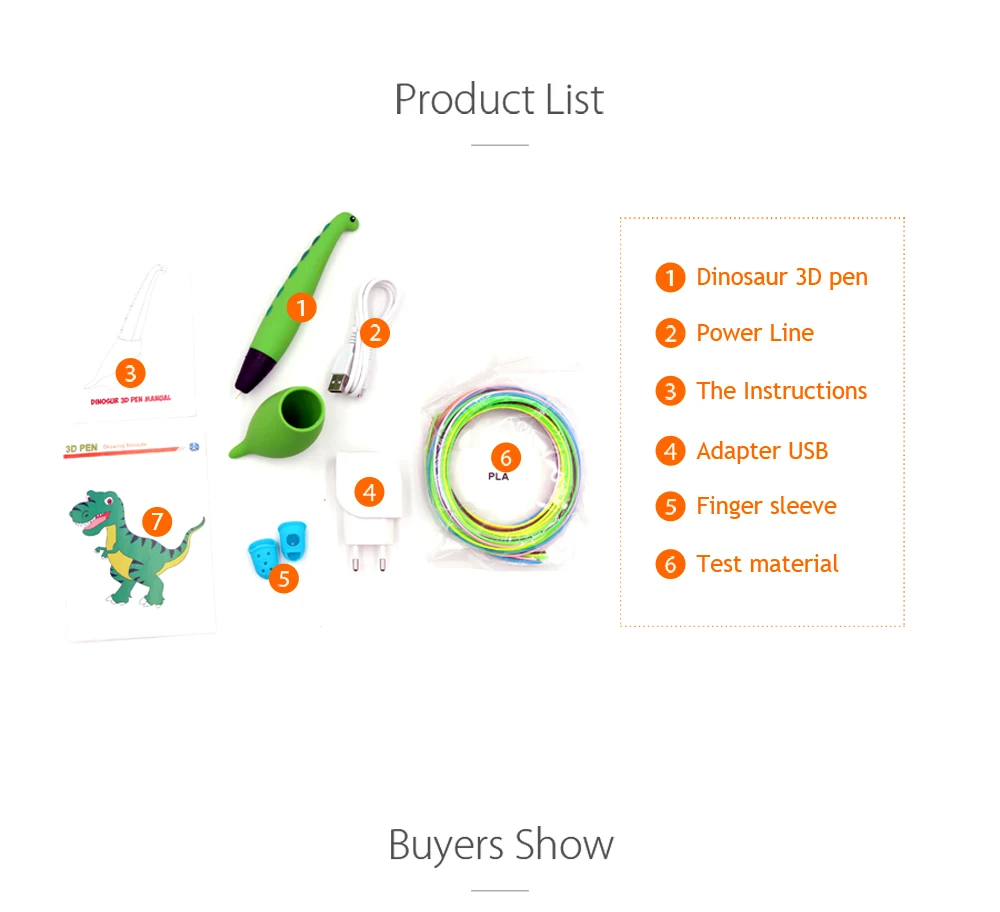lihuachen 3D Pen for Kids Dinosaur STEM Toys 3D Printing Pen Mini Printer Drawing Painting Art Set with 2 Speeds Safe Sleep Mode