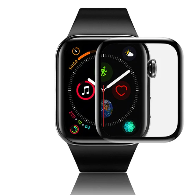 20D закаленное стекло с изогнутыми краями для Iwatch 1 2 3 4, Защитное стекло для Apple watch 38 40 42 44 мм, защитная пленка - Цвет: Black
