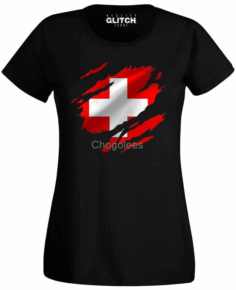 Рваный Швейцарский флаг Женская футболка Берн Государственный Футбол - купить по