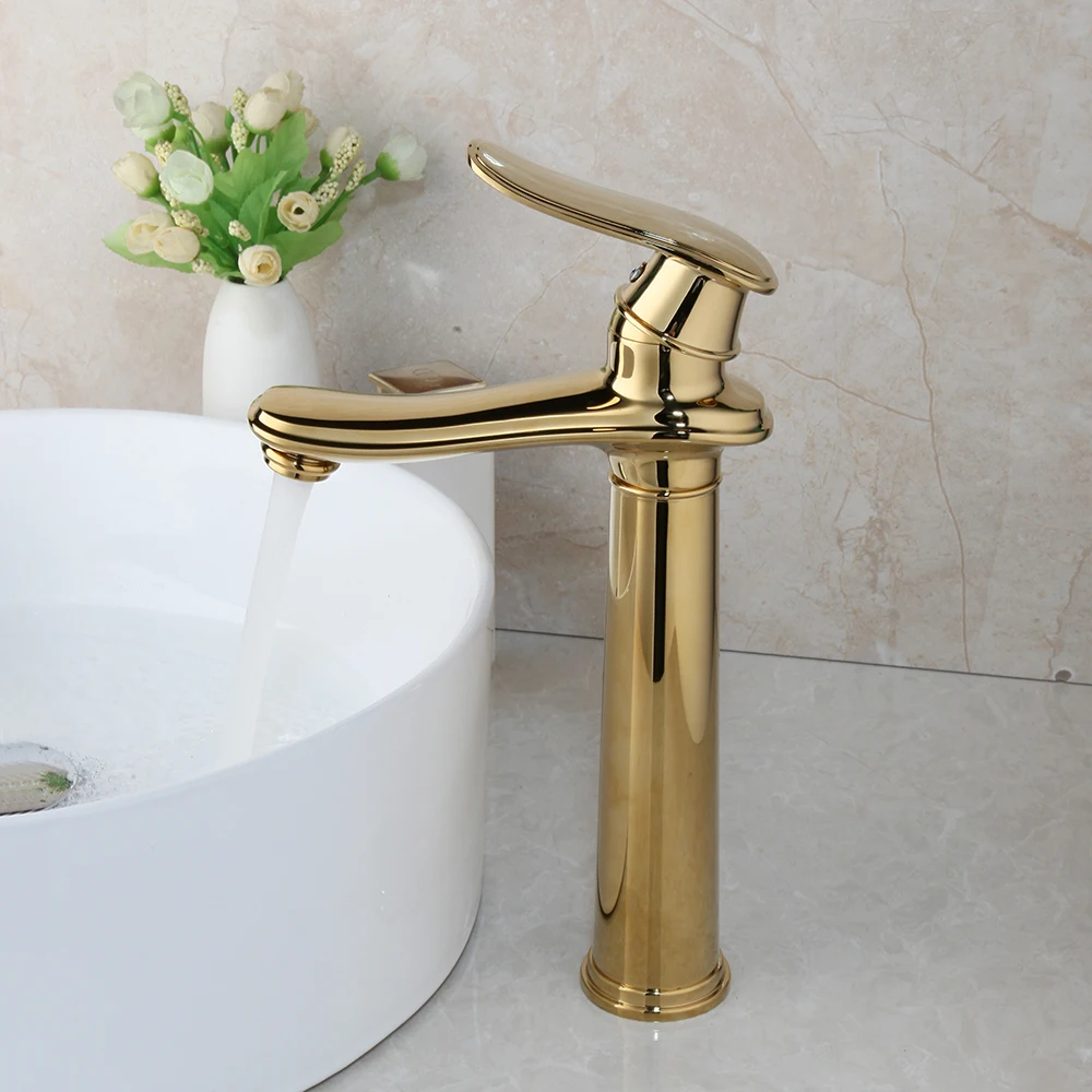 KEMAIDI позолоченный длинный полированный смеситель золотистого цвета кран для