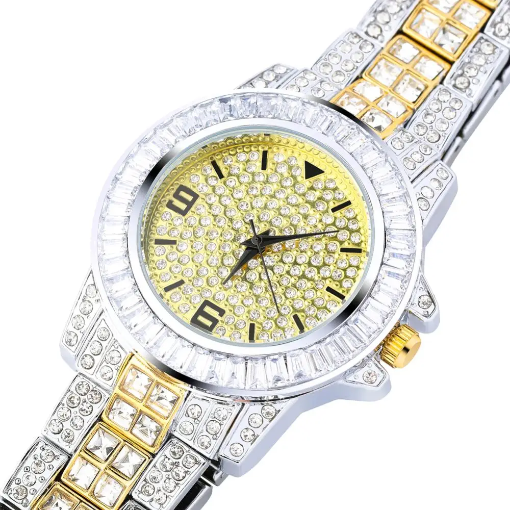 GUCY AAA ICED OUT хип-хоп наручные часы с микро pave CZ браслет из нержавеющей стали Прямая поставка