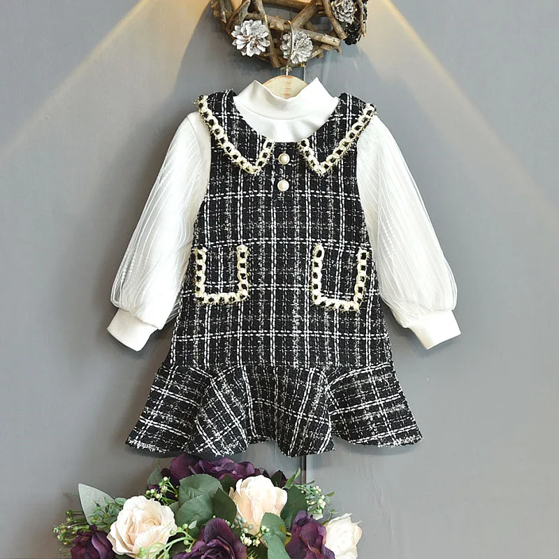 

Fall girl dress 2022 Spring Autumn Sleeveless College style Vest Dress Toddler Girl Clothes flower girl dresses girls clothes