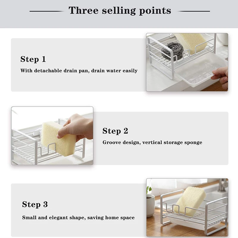 Лидер продаж держатель для губки съемный лоток стеллаж хранения органайзер