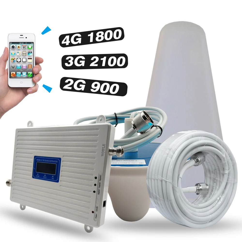 Cena Sieć 2G 3G 4G GSM 900 + DCS/LTE 1800 + UMTS/WCDMA 2100 Mobilny Wzmacniacz Sygnału Tri-band Wzmacniacz 900 1800 2100 Wzmacniacz Sygnału GSM