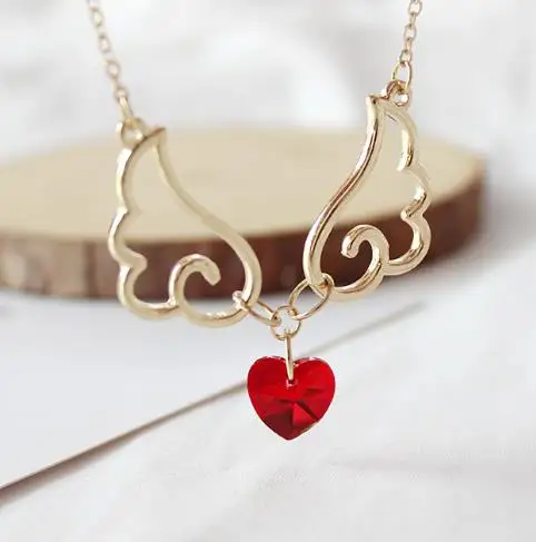 Модные ювелирные изделия ожерелье в японском стиле с ангельским крылом сердцем |