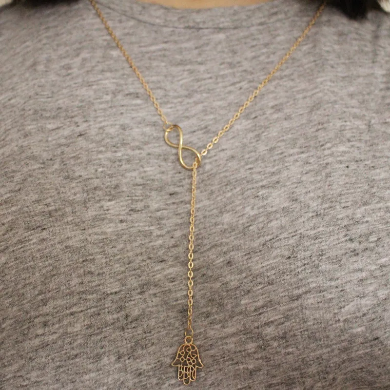 Модное женское ожерелье с бесконечным номером 8 ручная цепочка Фатимы