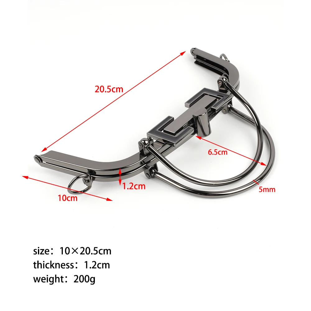 20.5cm Vintage Handle Metal Frame Kiss Lock Sewing Craft Handbag Mouth Gold Bags Part DIY Replacement Wallet Accessaries