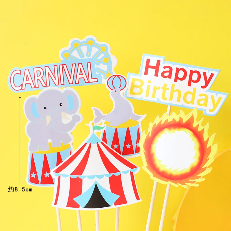 Цирк клоун поезд слон мальчик девочка день рождения торт Топпер товары для