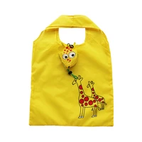 60pcs lot fold shopping bag oxford cloth creative animal cartoon giraffe folding eco friendly shopping tote reusable bag