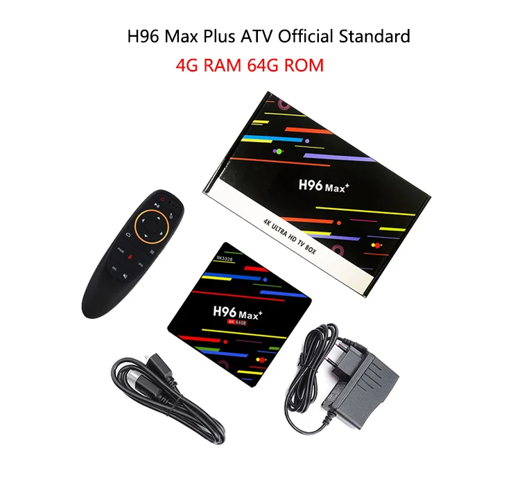 ATV 4G 64G H96 Max Plus tv Box 2,4G/5G Wifi Android 9,0 RK3328 четырехъядерный BT 4,0 Google Play Smart tv USB3.0 H.265 4K Youtube Netflix - Цвет: ATV 4G 64G