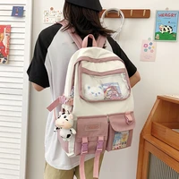 2021 cute girls backpack women large capacity simple school bags for teens female korean harajuku school student nylon rucksack