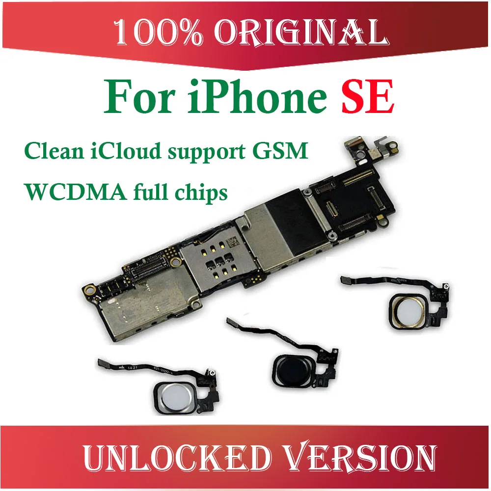 16 Гб оригинальная разблокированная система IOS для iphone SE материнская плата с сенсорным id отпечатком пальца черный/белый/золотой/без touch id