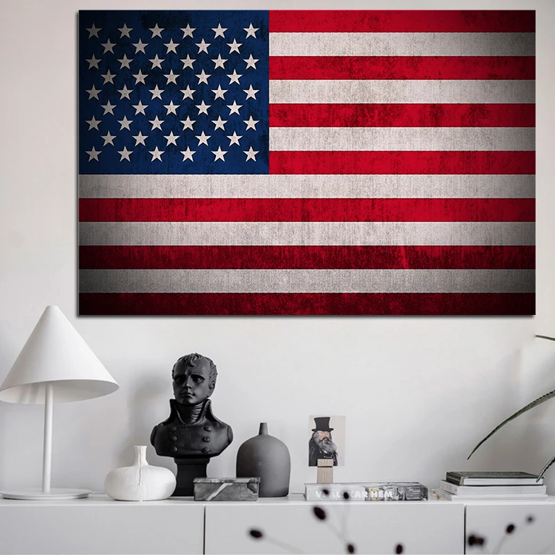 Большой старинный американский флаг печать на холсте настенные художественные