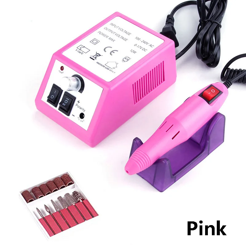 Pink Профессиональная дрель для ногтей, электрическая дрель для маникюра, машинка для маникюра, ручка, инструменты для педикюра, дрель для ногтей, оборудование для дизайна ногтей - Цвет: Pink