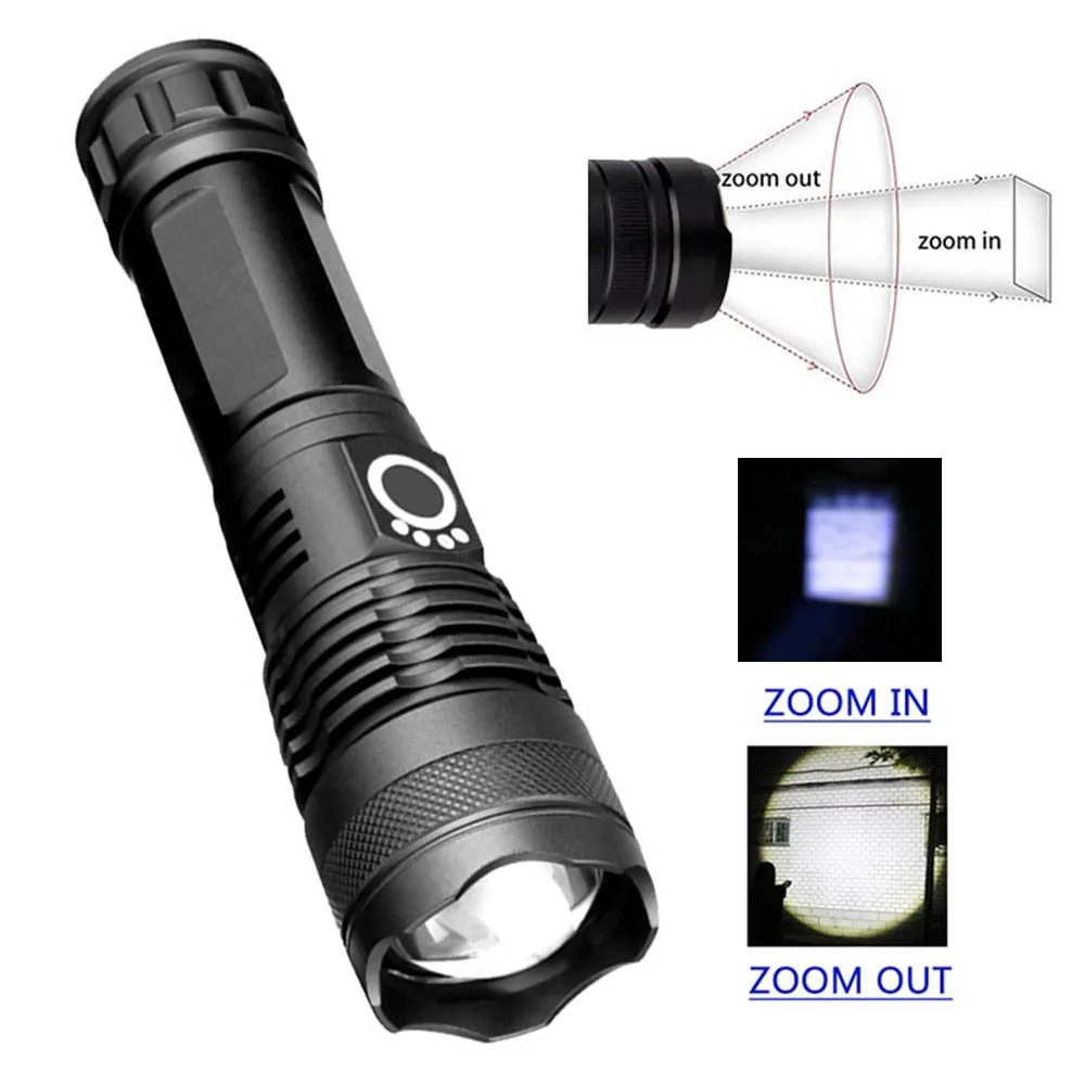 Светодиодный фонарик высокой мощности с бликами Тактический Ручной P50 zoom фонарик USB зарядка алюминиевый сплав светодиодный фонарик 5 режимов