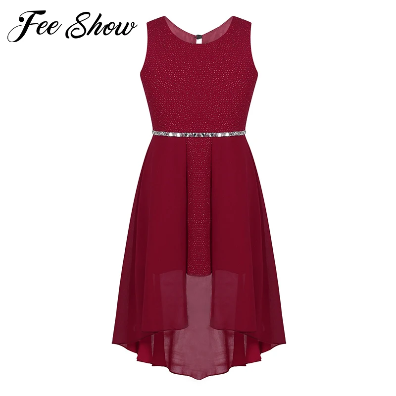 Шифоновое платье принцессы с завышенной талией и низким подолом без рукавов |