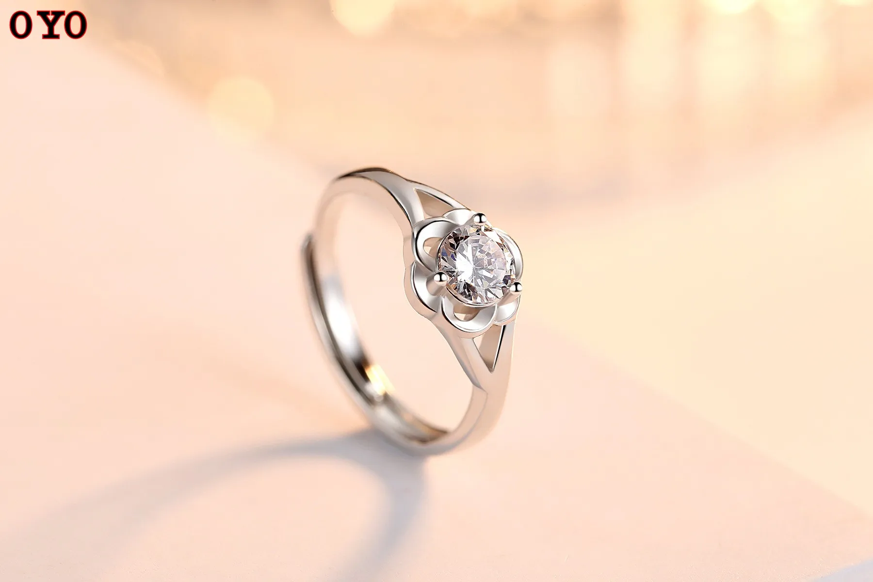 

S925 silver ring open ring female Japanese and Korean version of silver jewelry simple flower lover gift for girlfriend