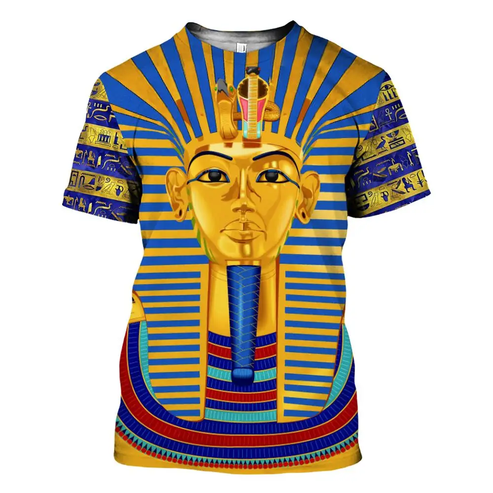 

Egyptian Pharaoh 3D printing men's and women's short-sleeved T-shirt tops casual street loose Cosplay costume