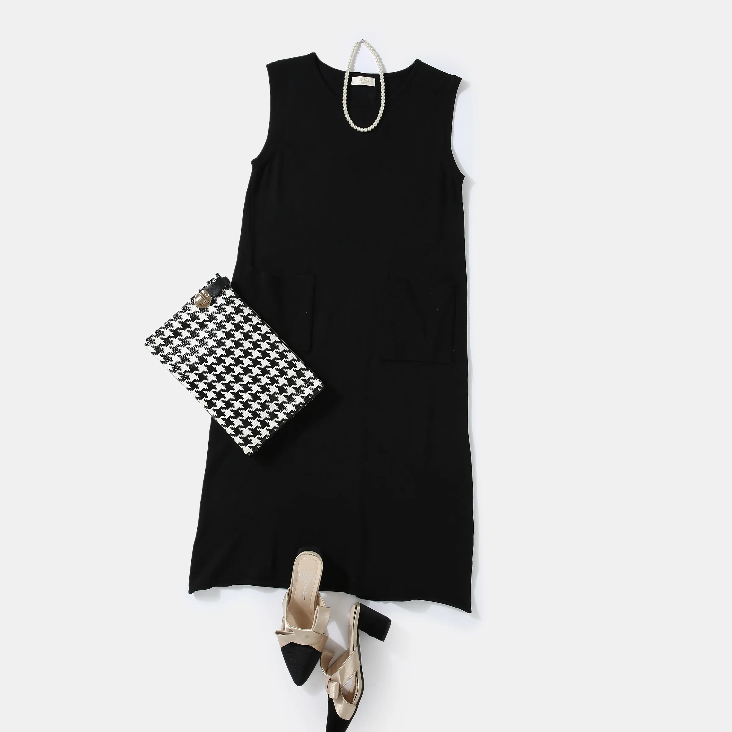 Женское винтажное платье миди с карманами элегантное простое длинное однотонное