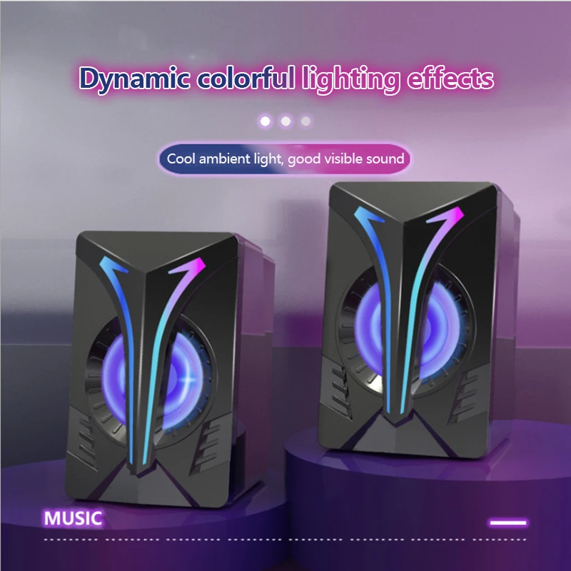 RGB маленькая Колонка 2 0 светящийся игровой аудио красочный компьютерный