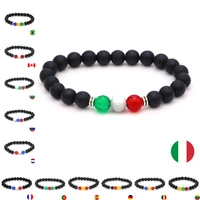 dgw country flag beaded bracelet 8mm natural stone black matte beads counple jewelry for men france germany spain romania