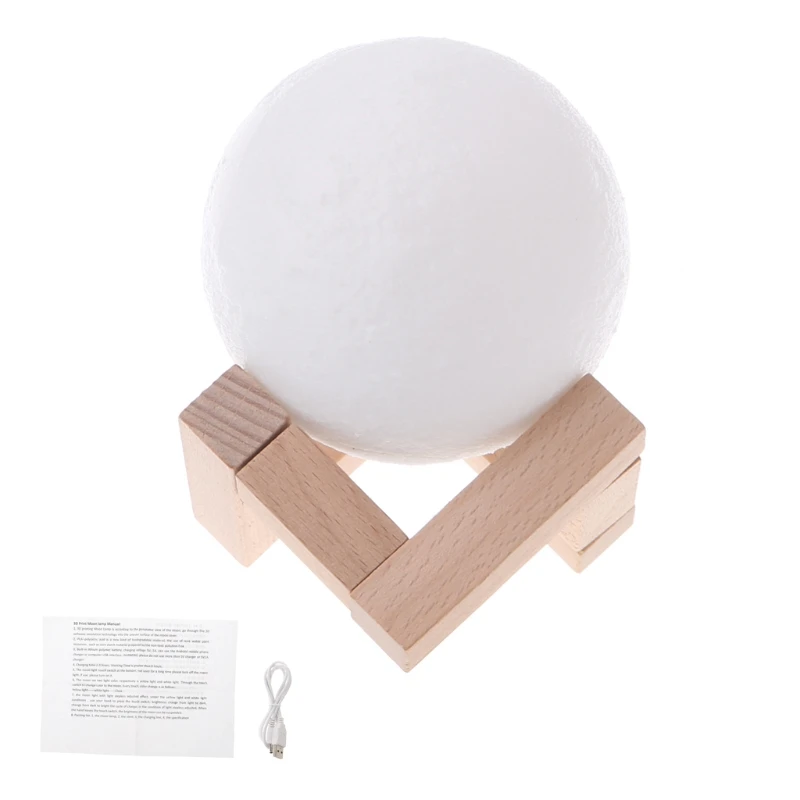 

12cm 3D Printing Moon Lamp 2 Color Changing Touching Sensor USB LED Desk Lamp H58C