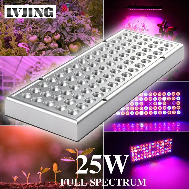 10pcs/Lot 25W Full Spectrum LED Grow Light Panel Aquarium Lamp For Indoor Greenhouse Hydroponics