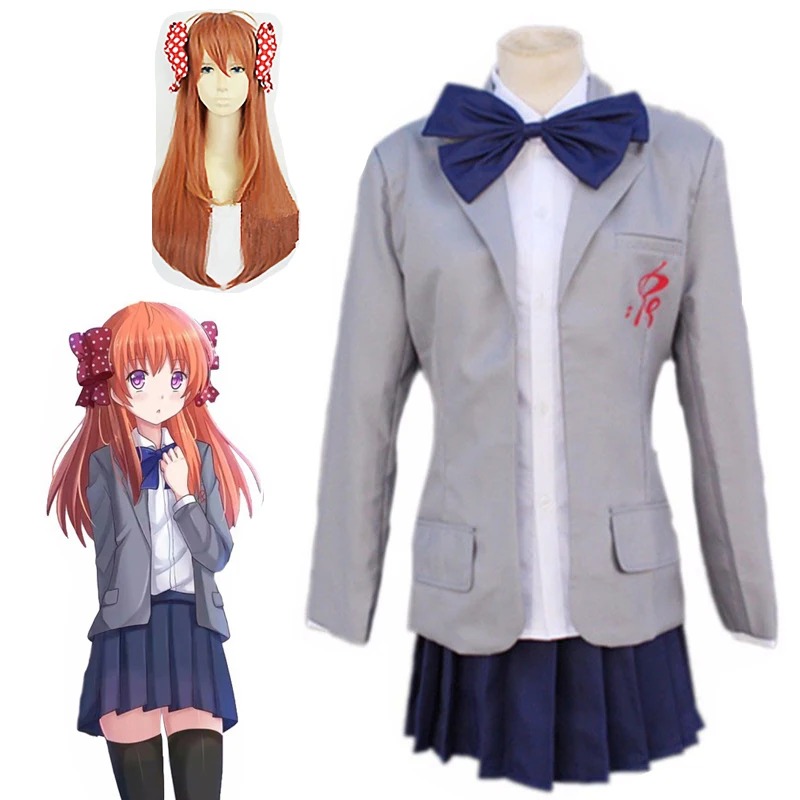 Аниме Gekkan Nozaki kun Сакура Чио парик Косплэй костюм для девочек полный набор