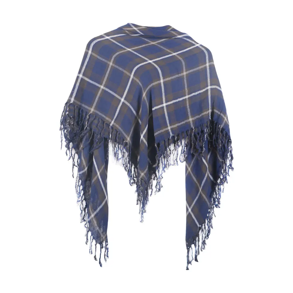 Дизайнерский вязаный зимний и весенний женский шарф в клетку теплые хлопковые