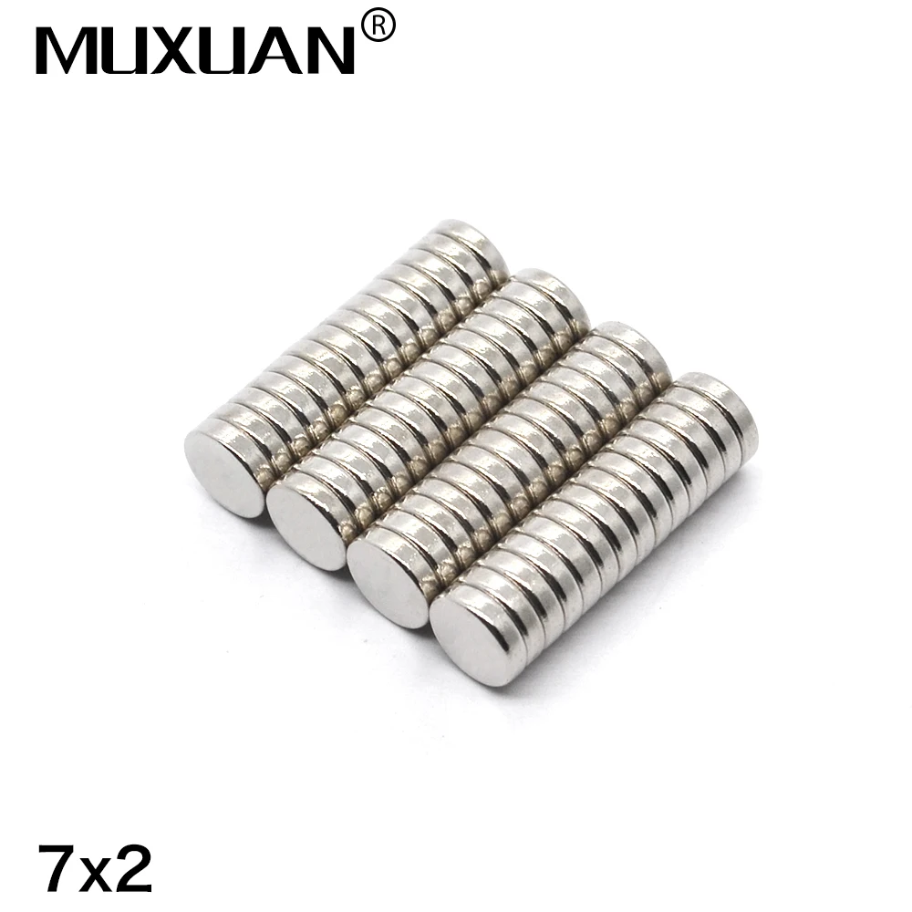 

50pcs 7*2 mm Disc Neodymium magnet 7x2mm Round Dia 7x2 Powerful Strong Magnetic Magnets For Craft 7 mm x 2 mm