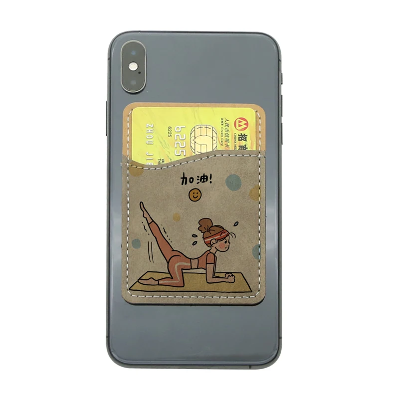 20pcs/lot Blank Sublimation PU-Leather Card Bag Holder Stick on Mobile Phone for Heat transfer Printing Blank consumables DIY