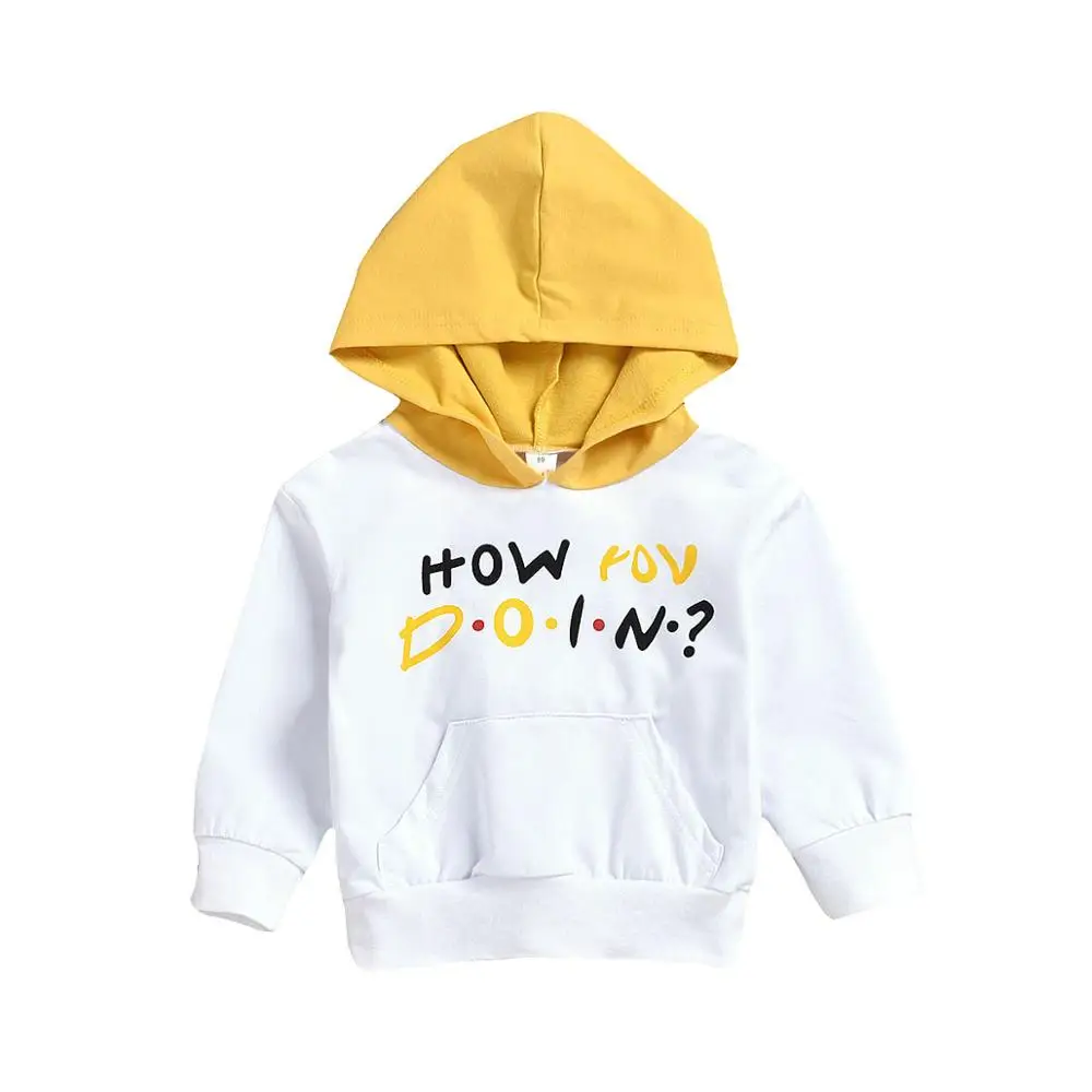 Kid Baby Girl Boy White Hooded Sweater Letter Sweatshirt Bebe Clothes Outfit |