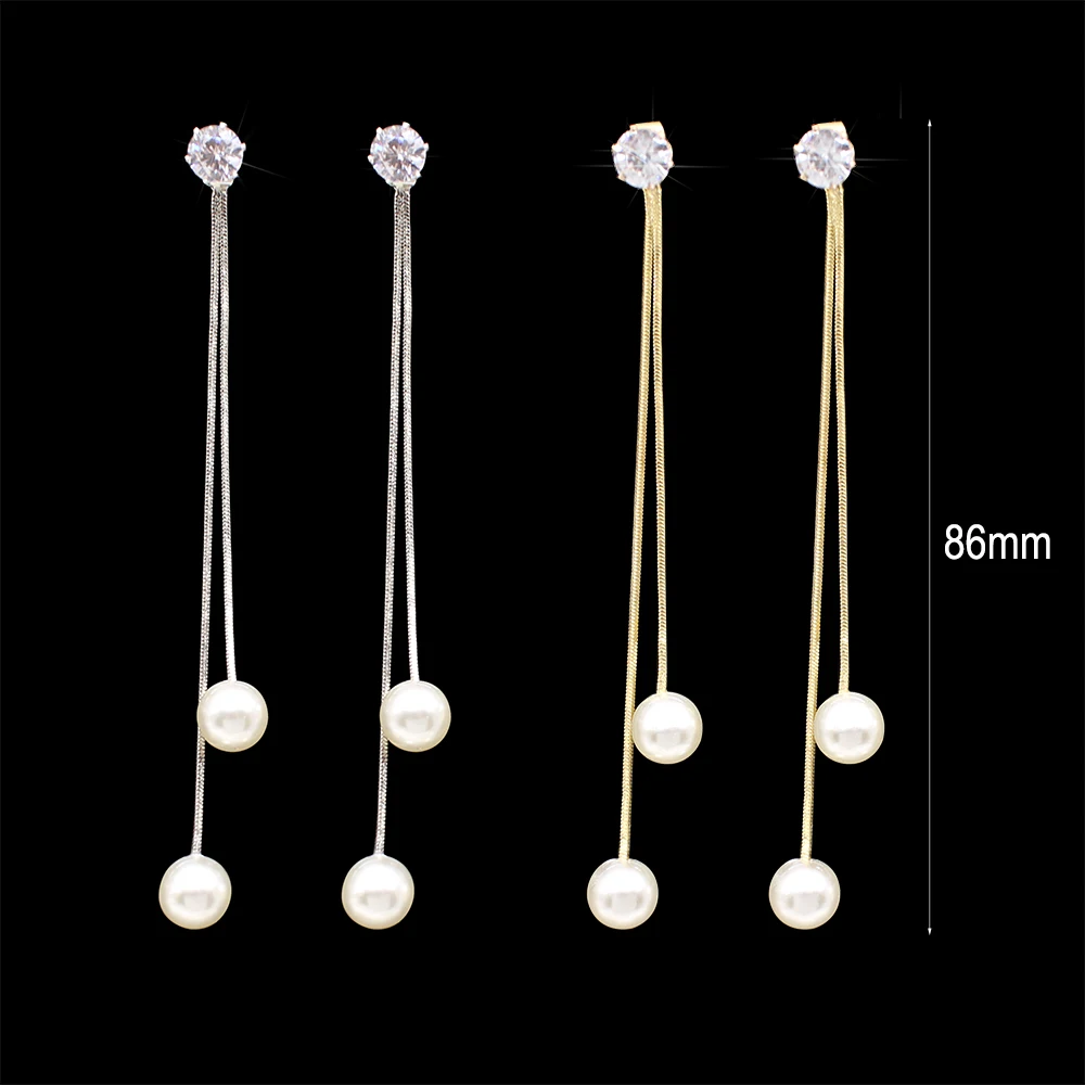 Модные длинные висячие серьги с кисточками и искусственным жемчугом для женщин