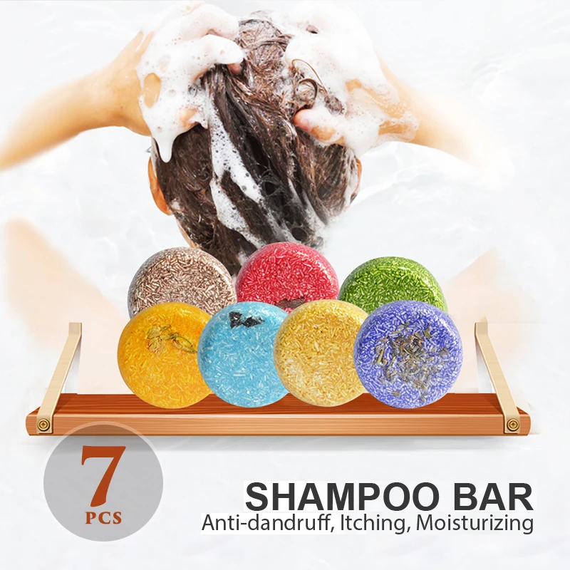 

7 Types PURC Solid Shampoo Bar Natural Handmade Color Shampoo Refreshing Anti-Dandruff Soap For Hair Scalp Treatments