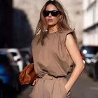 Плечо без рукавов Pad свободного кроя, футболка, жилет, для наших дам Новая Дамская Базовое покрытие в летние женские футболки 2021 Zaraing-Стиль ZA