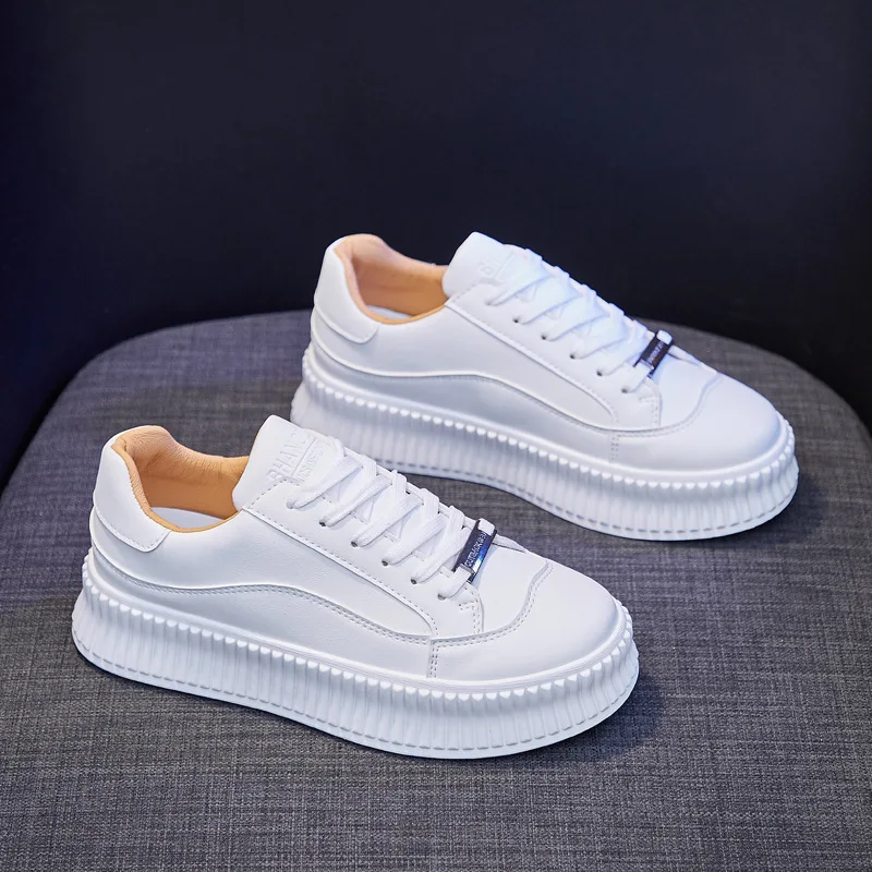

White Shoes Women 2021 Spring Running Shoes Woman Vulcanize Shoes Slip on Trainers Women Fashion Platform Sneakers Women Flats