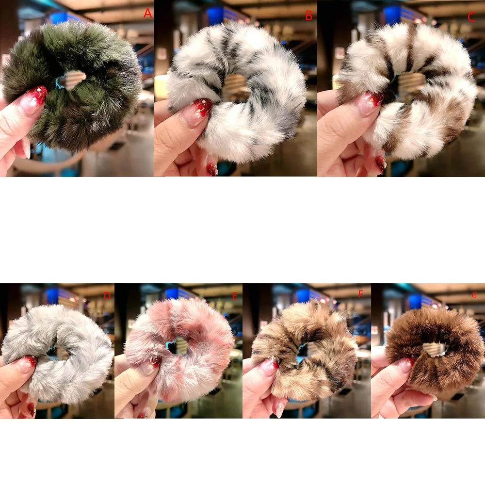 Мягкие плюшевые эластичные повязки на голову для женщин зимняя цветная веревка