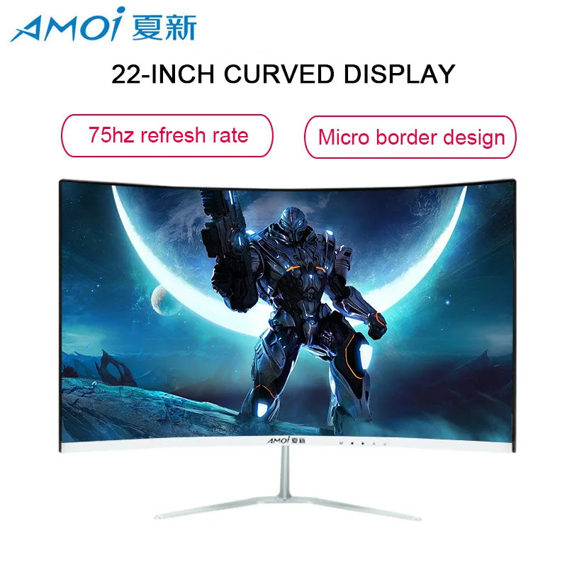 Koop Amoi 22 Inch Gebogen Monitor Full Hd Led Computer Game Monitor 75Hz Hdmi/Vga Input 5Ms Respons Computer Scherm Flat Panel Display