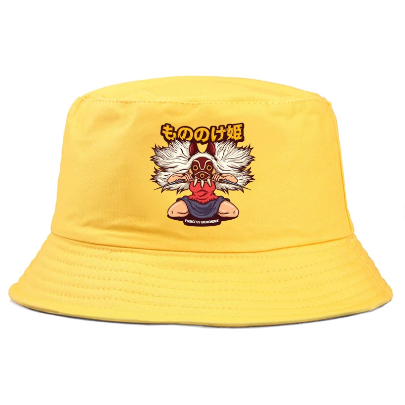 Graphic Princess Mononoke San Ashitaka Fashion Headwear Reversible Aesthetic Fishing Hat Cotton Harajuku Girl Boy Bob | Аксессуары для