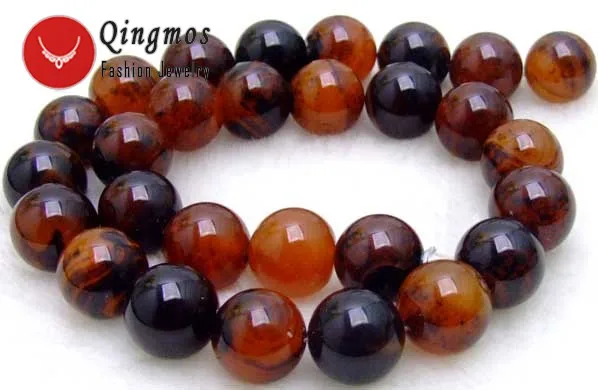 Qingmos модные круглые многоцветные бусины 18 мм из натурального агата нить 15 дюймов